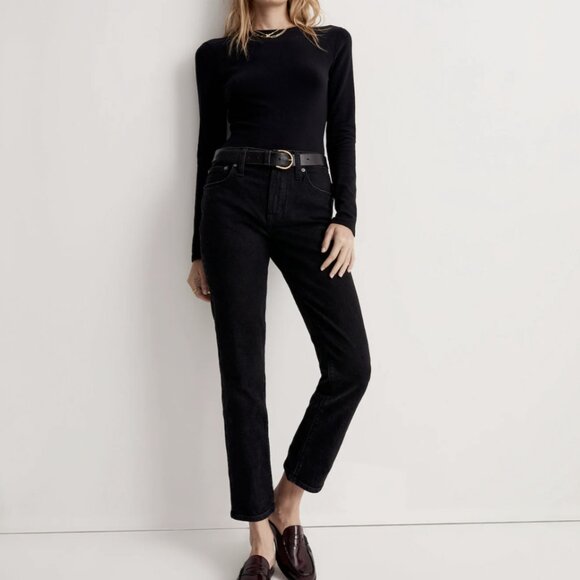 Madewell Perfect Vintage Mid-Rise Straight Jean - Black - Picture 1 of 8